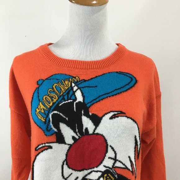 MOSCHINO Couture Milano Sylvester The Cat Looney Tunes Virgin Wool Sweater Dress - Picture 6 of 10